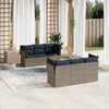 vidaXL 7 Piece Patio Sofa Set with Cushions Gray Poly Rattan