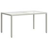 vidaXL Garden Table White Poly rattan, tempered glass, powder-coated steel
