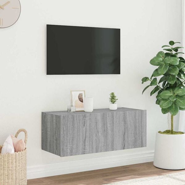 vidaXL TV Wall Cabinet Grey sonoma Engineered wood Medium