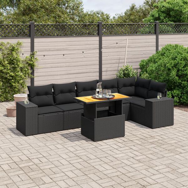 vidaXL Garden Sofa Set Black