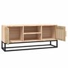 vidaXL TV Cabinet Natural Wood Engineered Wood, Solid Pine Wood, Iron