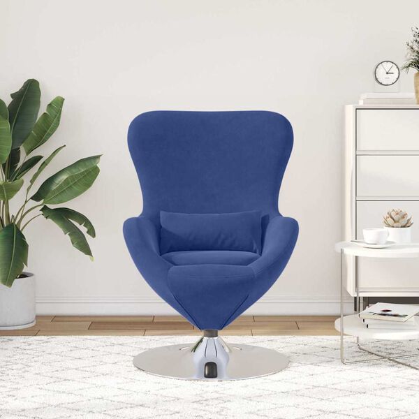vidaXL Egg Chair Police Blue 24.80 x 28.74 x 35.43 in Velvet