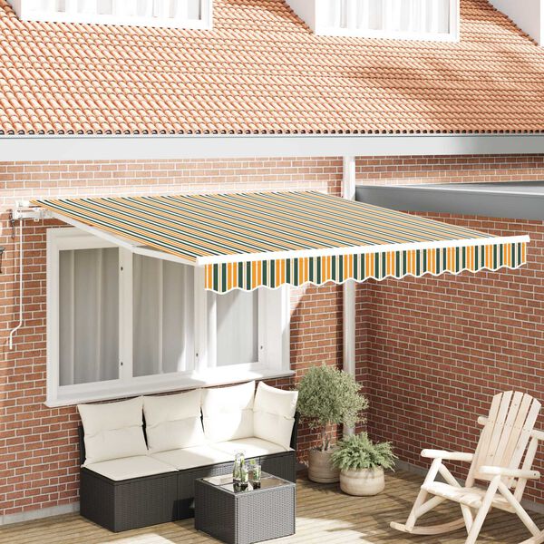vidaXL Retractable Awning 118.11" x 98.43" Green and yellow