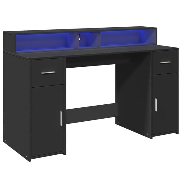 vidaXL Desk Black Engineered Wood Medium Computer Desk Rectangular