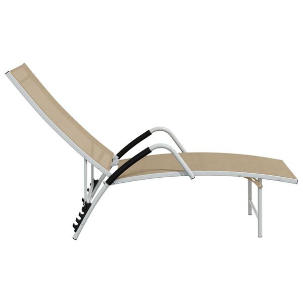 vidaXL Sun Lounger Cream Aluminum Extra High Adjustable Armrests