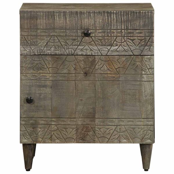 vidaXL Bedside Cabinet Light Gray Solid Mango Wood Medium