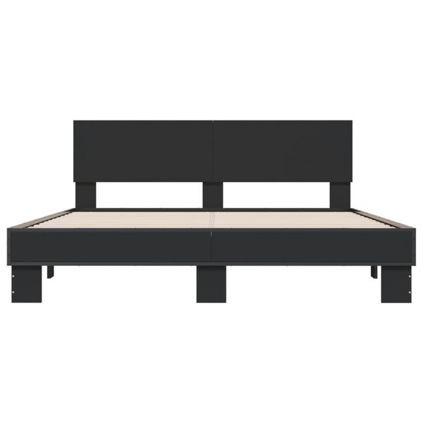 vidaXL Bed Frame Black Engineered wood and metal 63x79 in Durable