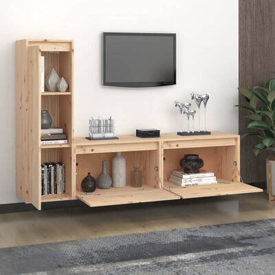 vidaXL TV Stands 3 Pcs Solid Wood Pine