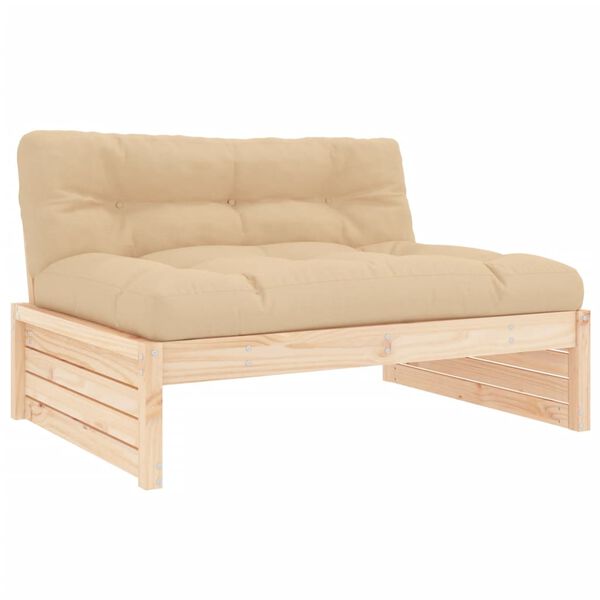 vidaXL Garden Lounge Set Beige, Natural wood tone