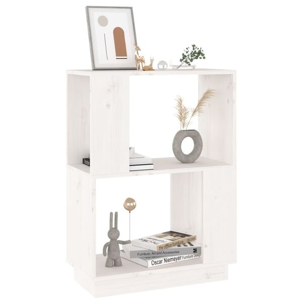vidaXL Book Cabinet White Solid Pine Wood Medium Book Cabinet