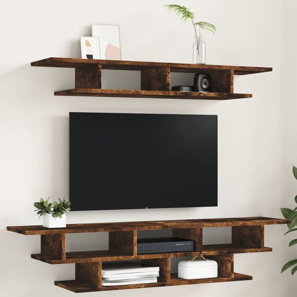 vidaXL TV Wall Unit Brown Oak Engineered Wood Medium Floating TV Unit