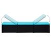 vidaXL Sun Lounger Black, Blue PE Rattan, Powder-Coated Steel, Polyester
