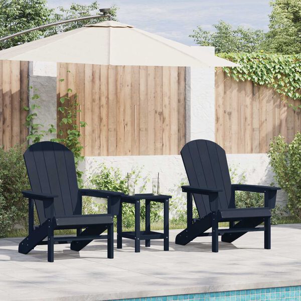 vidaXL Garden Lounge Furniture 3 pcs Navy 38 x 38 x 46cm Polyethylene