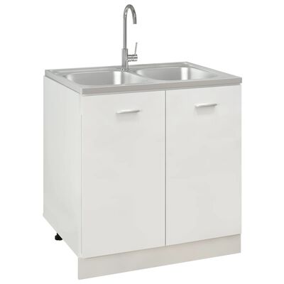 vidaXL Kitchen Sink with Double Basins Silver 31.5"x23.6"x6.1" Stainless Steel