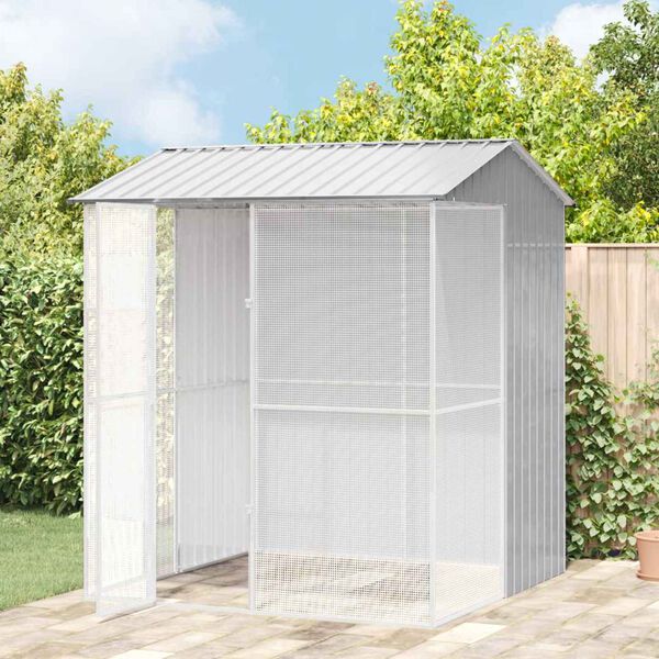 vidaXL Bird Cage Grey 84.65 x 82.68 x 97.24 in Galvanised Steel