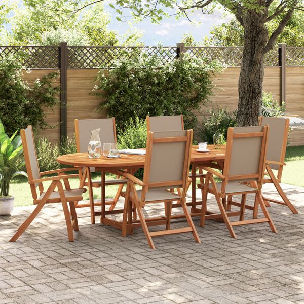 vidaXL Folding Garden Chair Set of 6 Taupe
