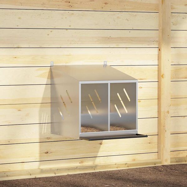vidaXL Chicken Nesting Box Galvanized silver Cold-rolled sheet