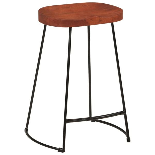 vidaXL Bar Stool Set of 2 Natural Mango Wood Solid Mango Wood Standard