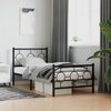 vidaXL Bed Frame Black Powder-Coated Steel Twin Durable Bed Frame