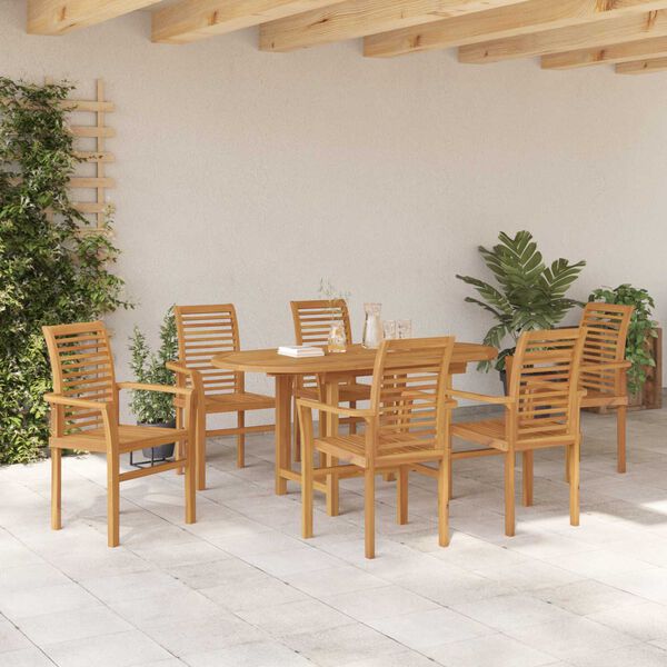 vidaXL Garden Dining Set 7 pcs Brown Solid Teak wood