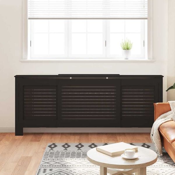 vidaXL MDF Radiator Cover Black 80.7"