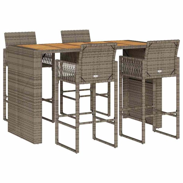 vidaXL Garden Bar Set Grey PE rattan Footrest Garden Bar Set