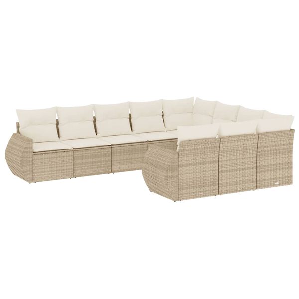 vidaXL Garden Sofa Set Beige PE rattan, Powder-coated steel Large