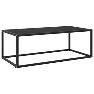 vidaXL Coffee Table Black Tempered Glass, Powder-Coated Steel Medium