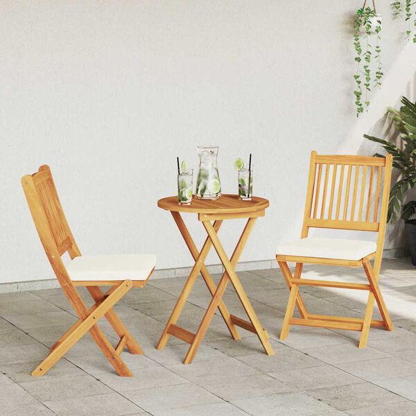 vidaXL Folding Chair 2 pcs White 49 x 57.5 x 92cm Solid Acacia wood