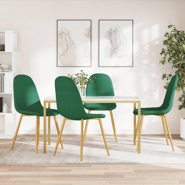 vidaXL Dining Chairs 4 pcs Dark Green Velvet