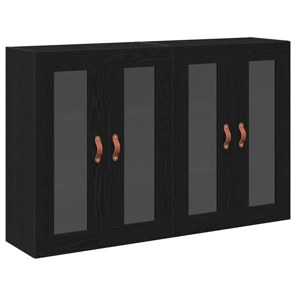 vidaXL Wall Cabinets 2 pcs Black Oak 27.36 x 13.39 x 35.43 in