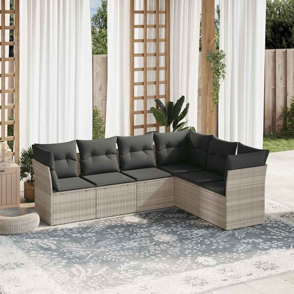 vidaXL Garden Sofa Set Light Grey PE rattan Modular Garden Sofa Set