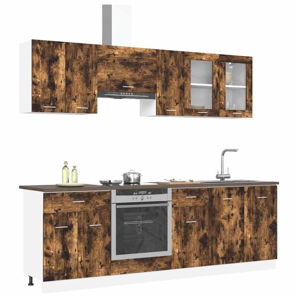 vidaXL Kitchen Cabinet Set Lyon 8 pcs Smoked oak 240 x 46 x 81.5 cm