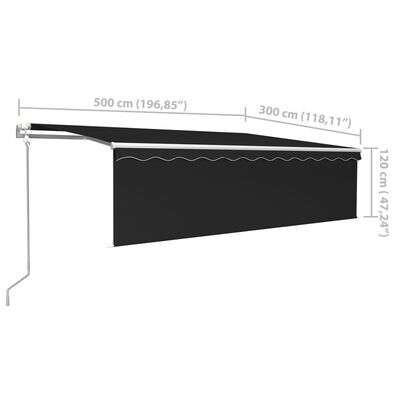 vidaXL Automatic Retractable Awning with Blind 16.4'x9.8' Anthracite