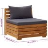 vidaXL Garden Lounge Set Dark Grey Solid Acacia wood Medium Modular