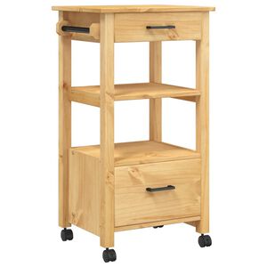 vidaXL Kitchen Trolley MONZA 18.9"x15.7"x34.8" Solid Wood Pine