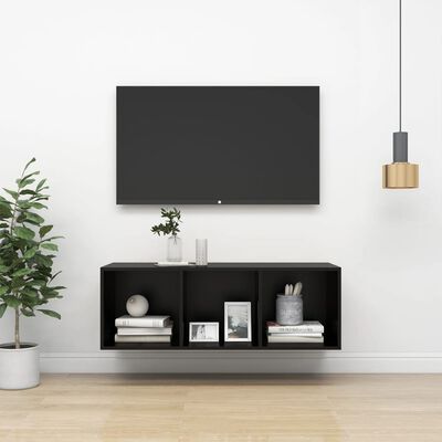 vidaXL Wall-mounted TV Stand Black 14.6"x14.6"x42.1" Engineered Wood