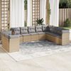 vidaXL Garden Sofa Set Beige PE rattan, powder-coated steel, 100% polyester