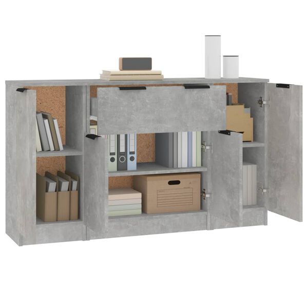 vidaXL Sideboards 3 pcs Concrete Gray Engineered Wood