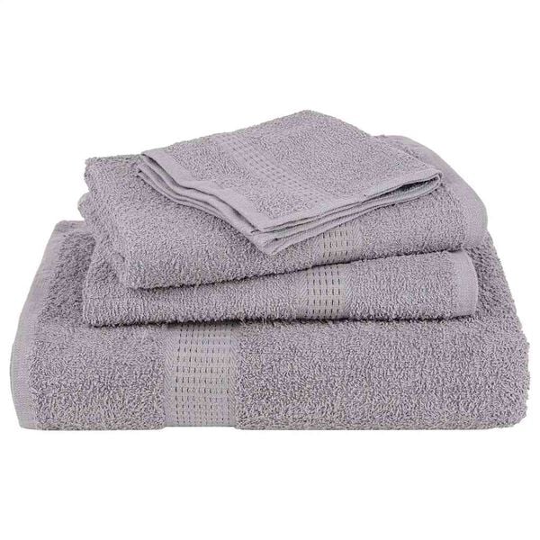 vidaXL Soap Towel Set of 4 Grey 100% ring-spun cotton 11.8x11.8 in
