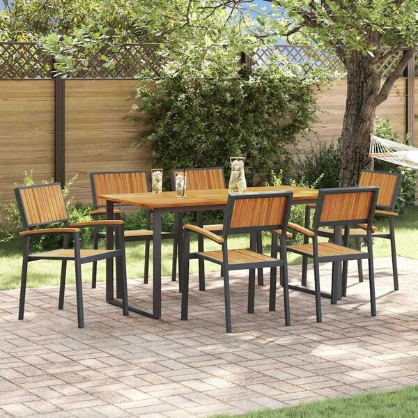vidaXL Garden Dining Set 7 pcs Black and brown