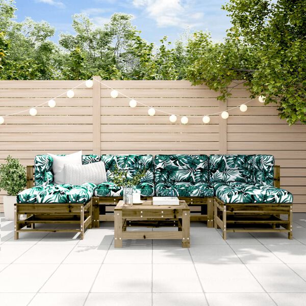 vidaXL Garden Lounge Set Natural Pine Treated Solid Pine Wood Modular