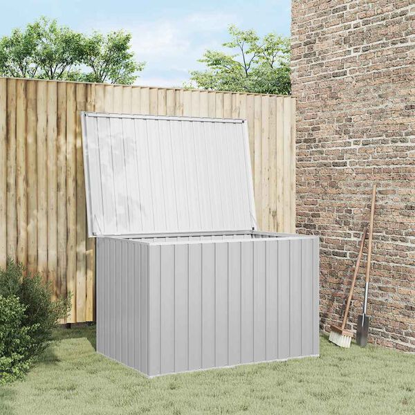 vidaXL Storage Box Grey Galvanized steel, Plastic Large