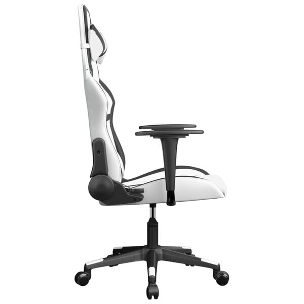 vidaXL Gaming Chair White and Black Faux Leather, Metal, Plywood Large