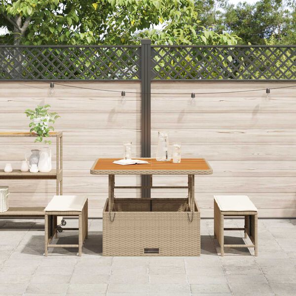 vidaXL Garden Dining Set Beige Poly rattan