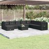 vidaXL Garden Lounge Set Black PE Rattan Flexible Adjustable Armrests