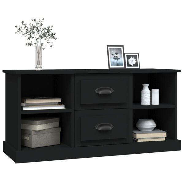vidaXL TV Cabinet Black Engineered Wood Medium TV Cabinet Rectangular