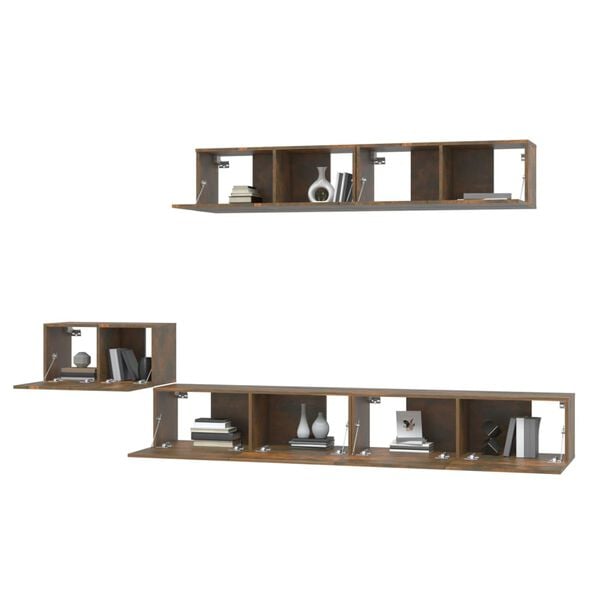 vidaXL TV Cabinet Set Set of 5 Smoked Oak Engineered Wood Medium