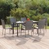 vidaXL Garden Dining Set Grey PE rattan, powder-coated steel, tempered glass