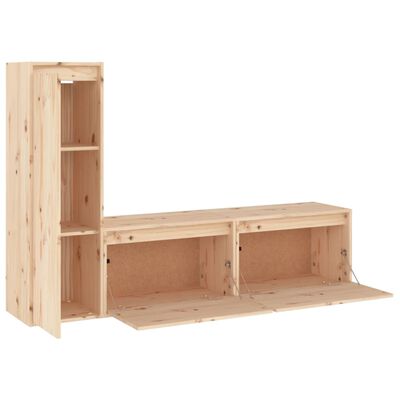 vidaXL TV Cabinets 3 pcs Solid Wood Pine